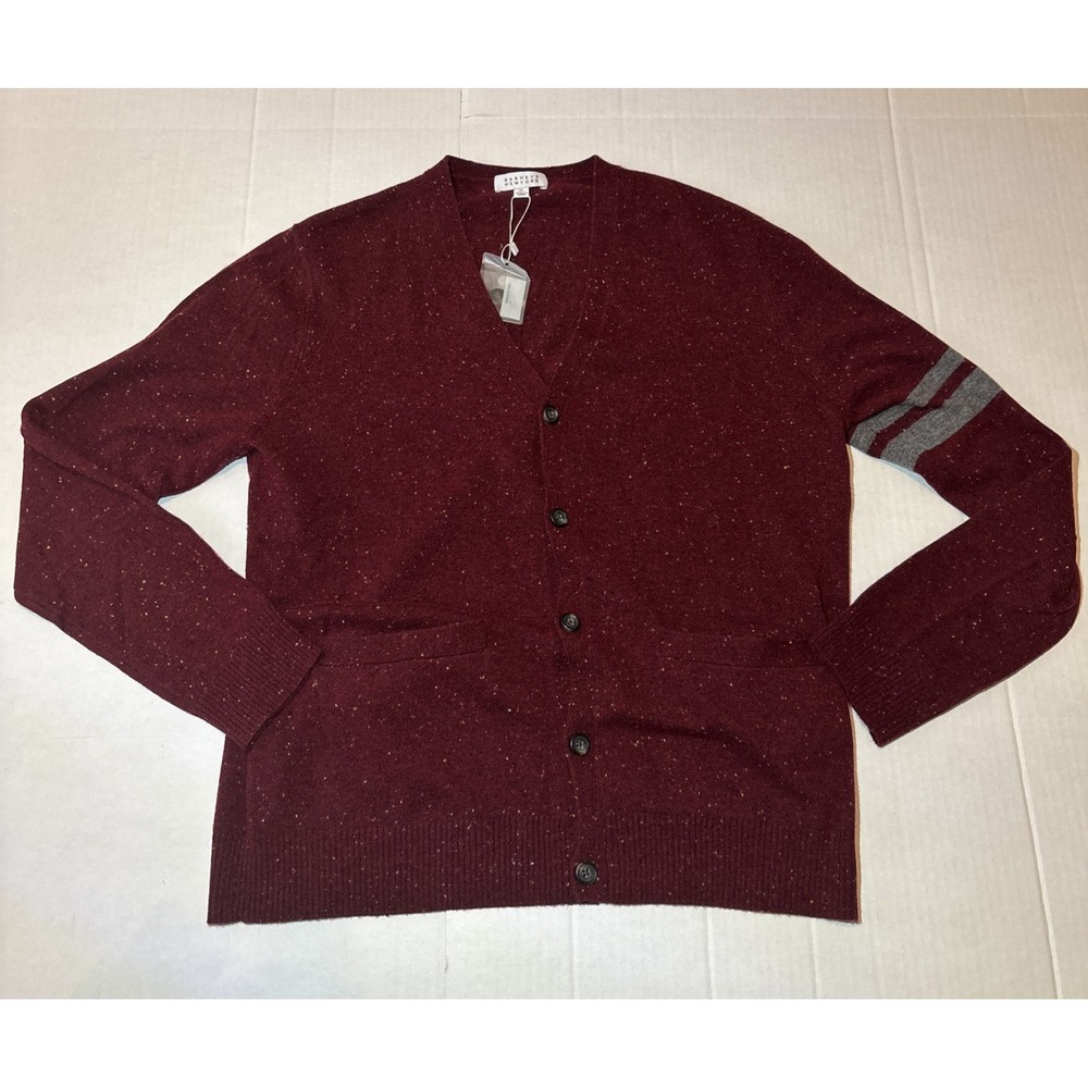 Barney's New York Cardigan Men's Knit Sweater - Size XL Burgundy NWT
